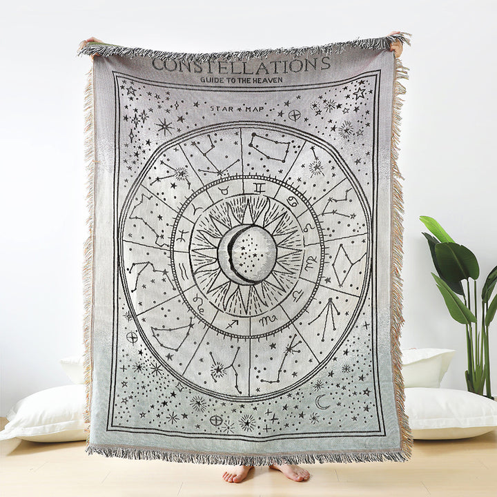 Couverture tissée dégradée constellation du zodiaque Olivenorma