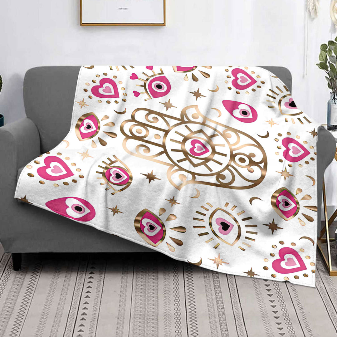 Couverture en flanelle avec impression numérique 3D Evil Eye Hamsa Olivenorma