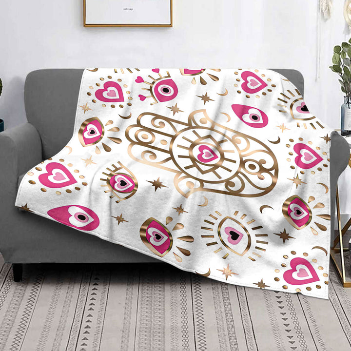Couverture en flanelle avec impression numérique 3D Evil Eye Hamsa Olivenorma