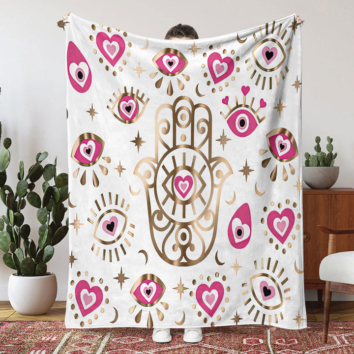 Couverture en flanelle avec impression numérique 3D Evil Eye Hamsa Olivenorma