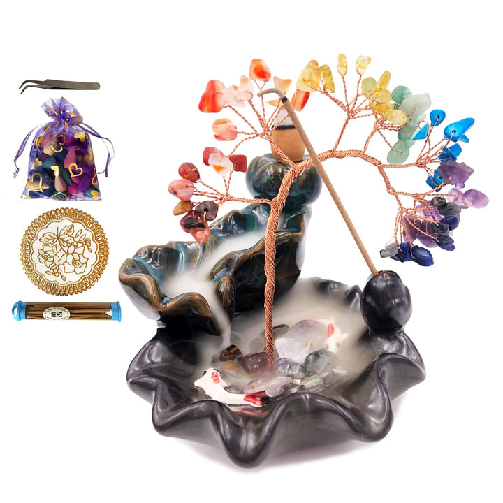 Brûleur d'encens Olivenorma Arbre de guérison des chakras Feng Shui