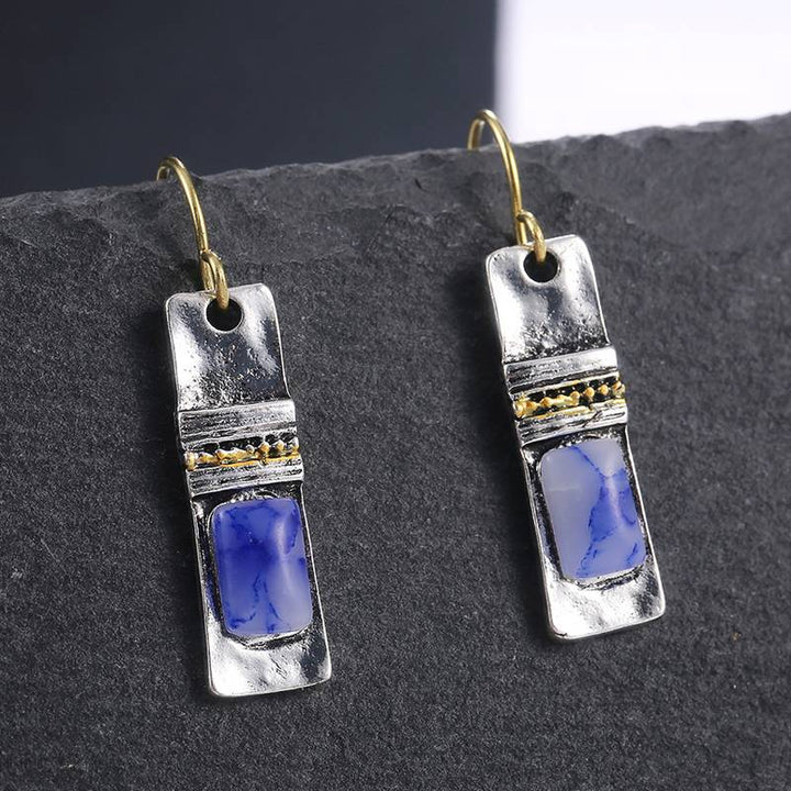 Boucles d'oreilles Olivenorma en pierre de lune bleue bohème vintage