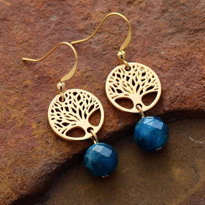 Boucles d'oreilles en acier titane et apatite bleue Olivenorma
