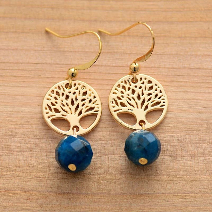 Boucles d'oreilles en acier titane et apatite bleue Olivenorma