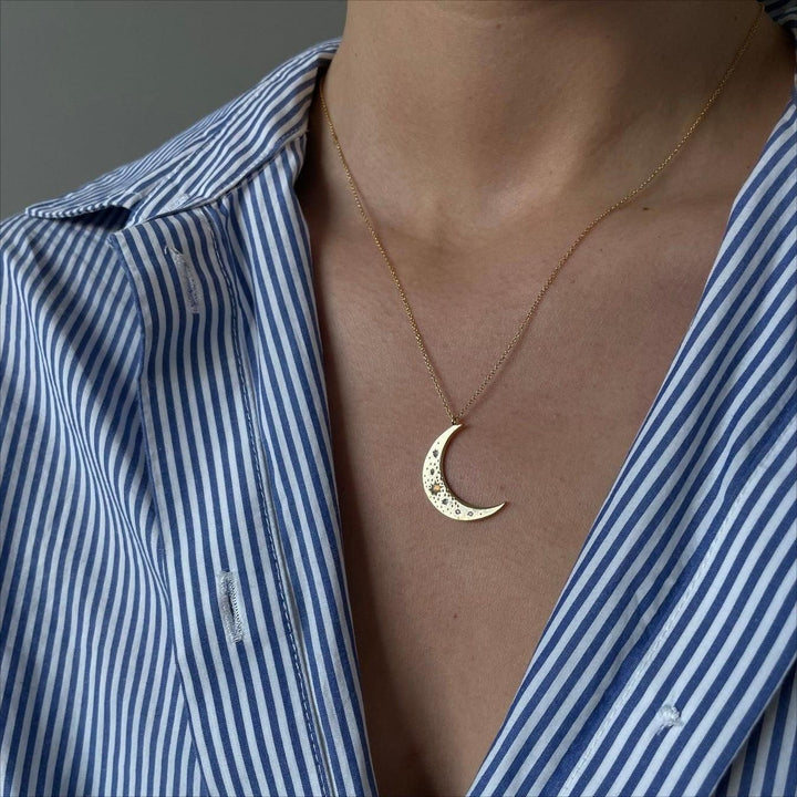 Collier croissant de lune plaqué ou en cuivre opale naturelle Olivenorma
