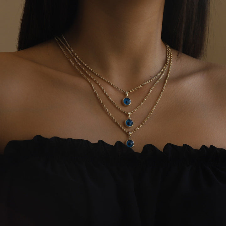 Collier avec pendentif en forme de mauvais œil bleu Olivenorma 