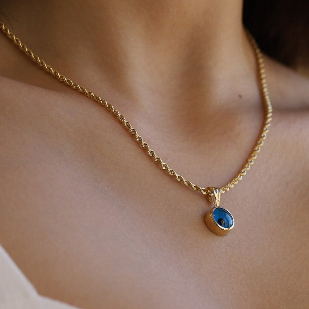 Collier avec pendentif en forme de mauvais œil bleu Olivenorma 