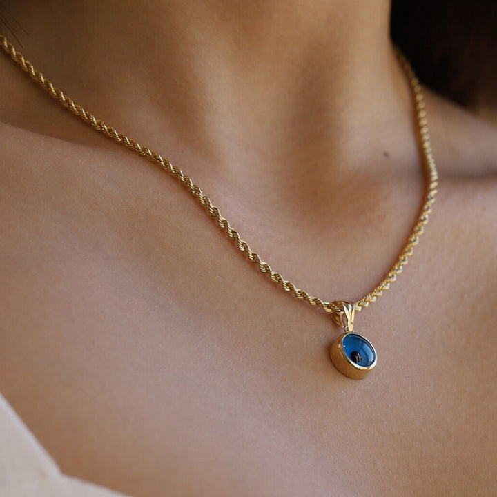 Collier avec pendentif en forme de mauvais œil bleu Olivenorma 