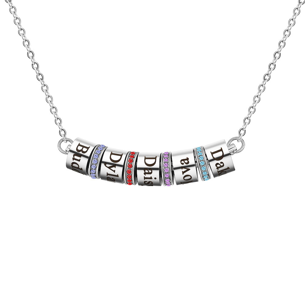 Collier avec pendentif gravé sur boule et pierre de naissance Olivenorma