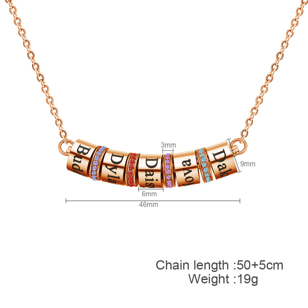 Collier avec pendentif gravé sur boule et pierre de naissance Olivenorma