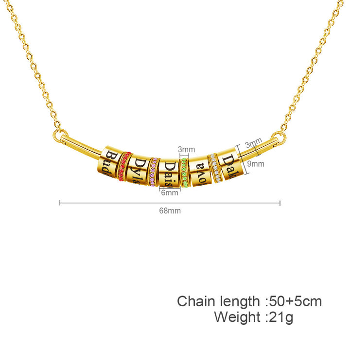 Collier avec pendentif gravé sur boule et pierre de naissance Olivenorma
