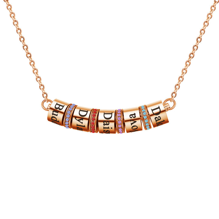 Collier avec pendentif gravé sur boule et pierre de naissance Olivenorma
