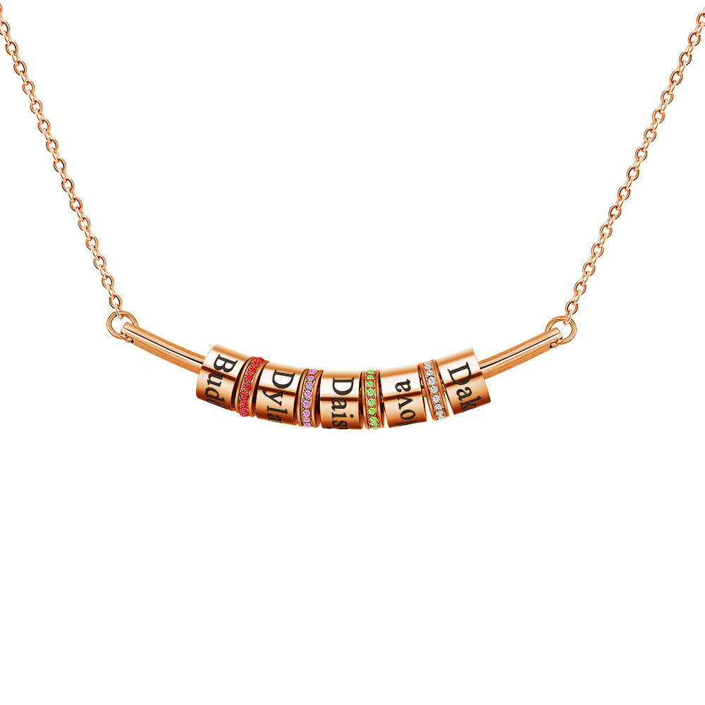 Collier avec pendentif gravé sur boule et pierre de naissance Olivenorma