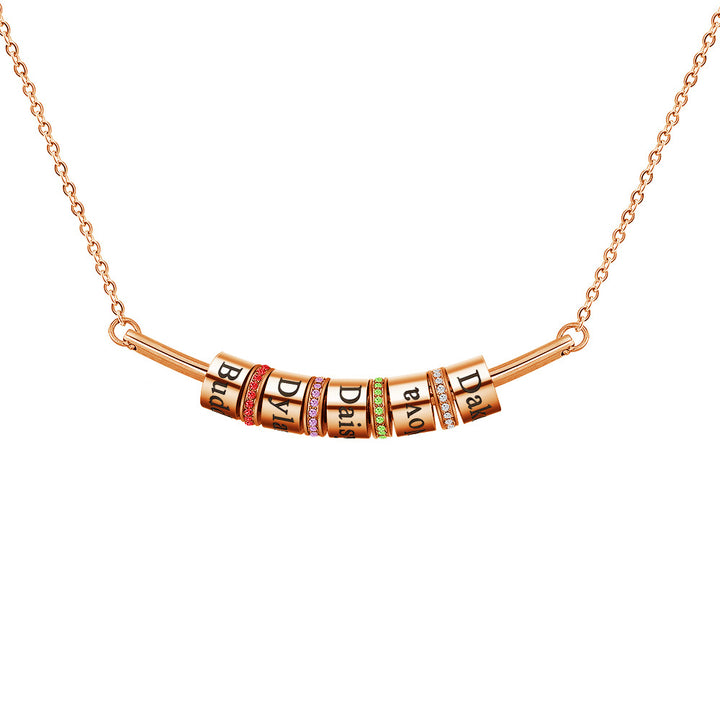 Collier avec pendentif gravé sur boule et pierre de naissance Olivenorma