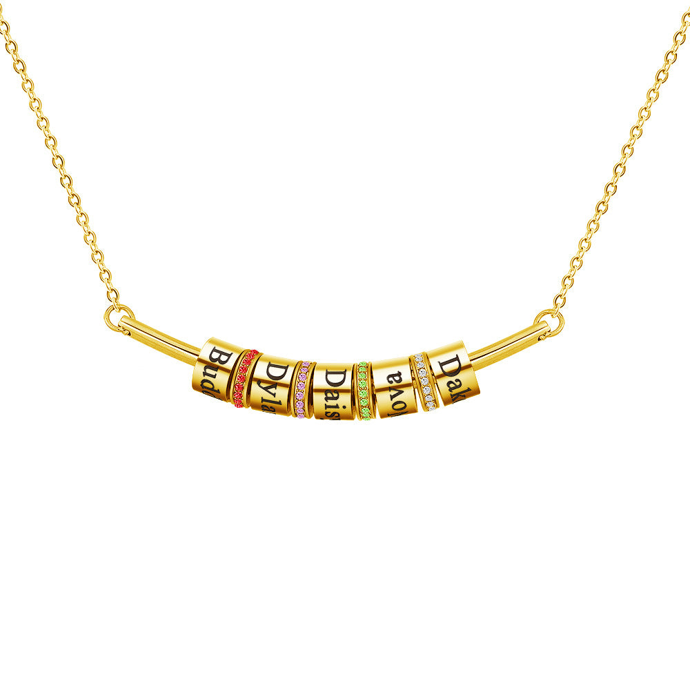 Collier avec pendentif gravé sur boule et pierre de naissance Olivenorma