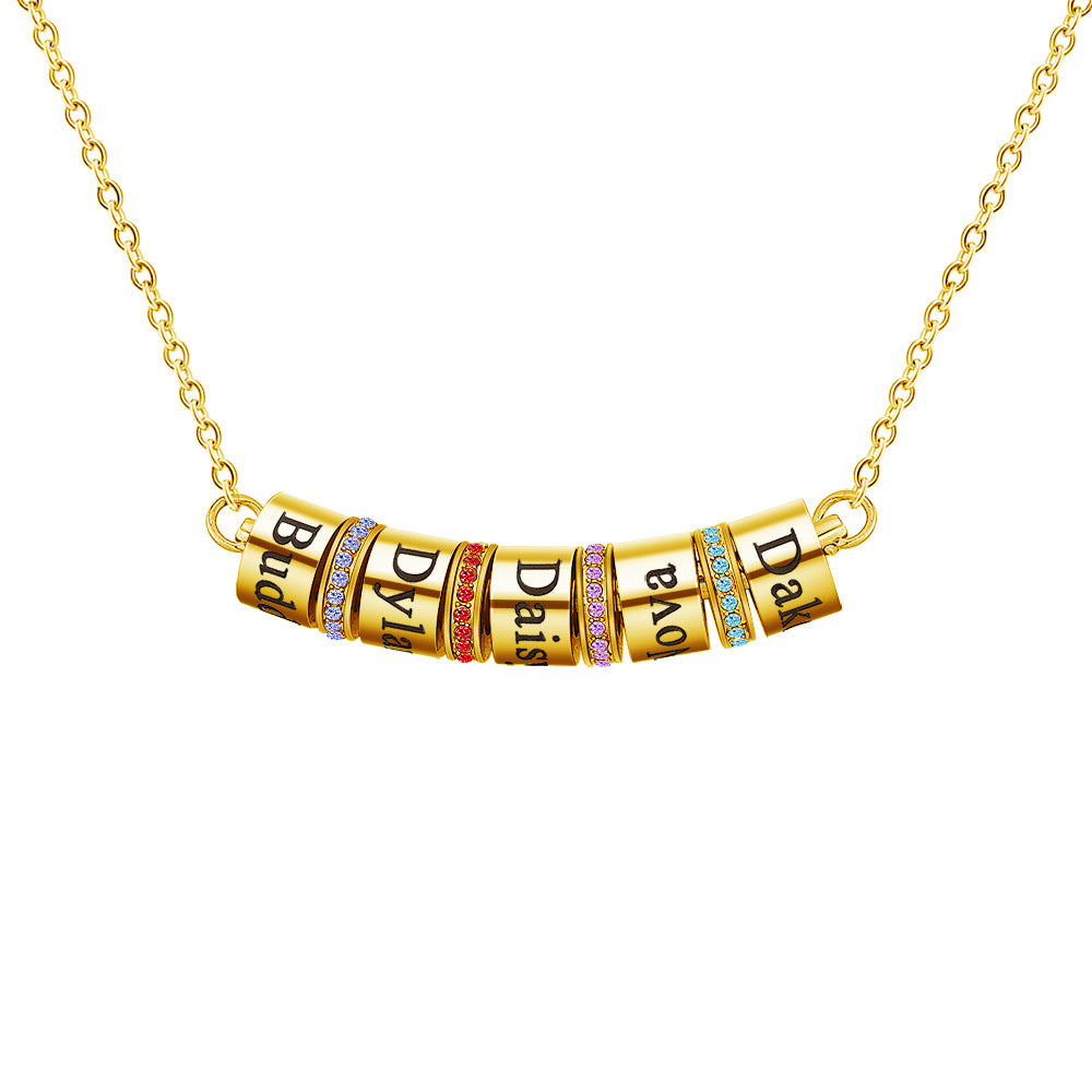Collier avec pendentif gravé sur boule et pierre de naissance Olivenorma