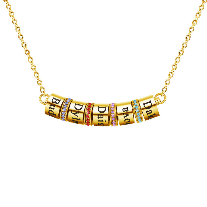 Collier avec pendentif gravé sur boule et pierre de naissance Olivenorma