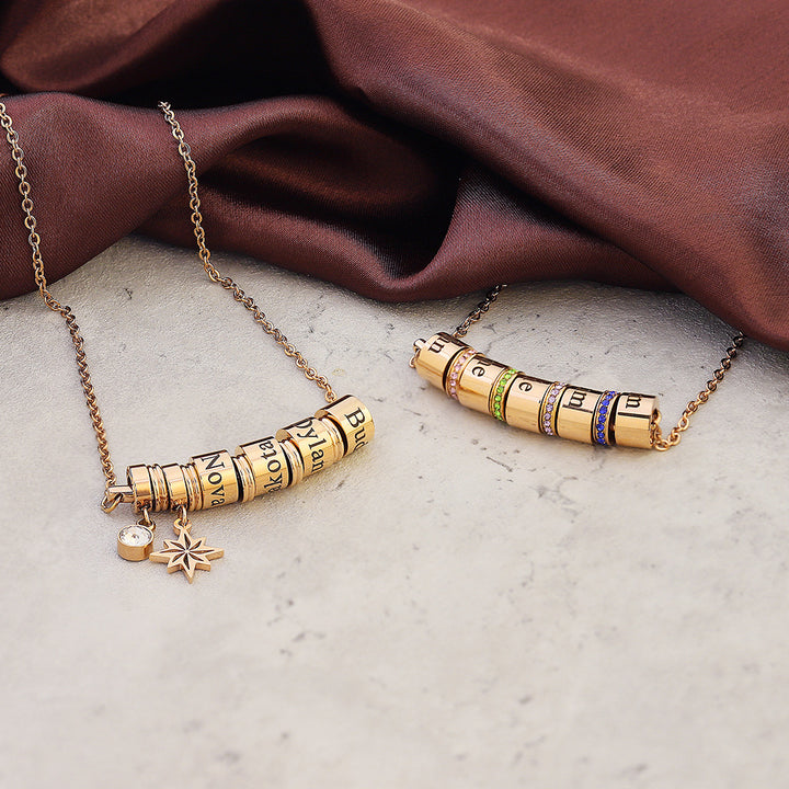 Collier avec pendentif gravé sur boule et pierre de naissance Olivenorma
