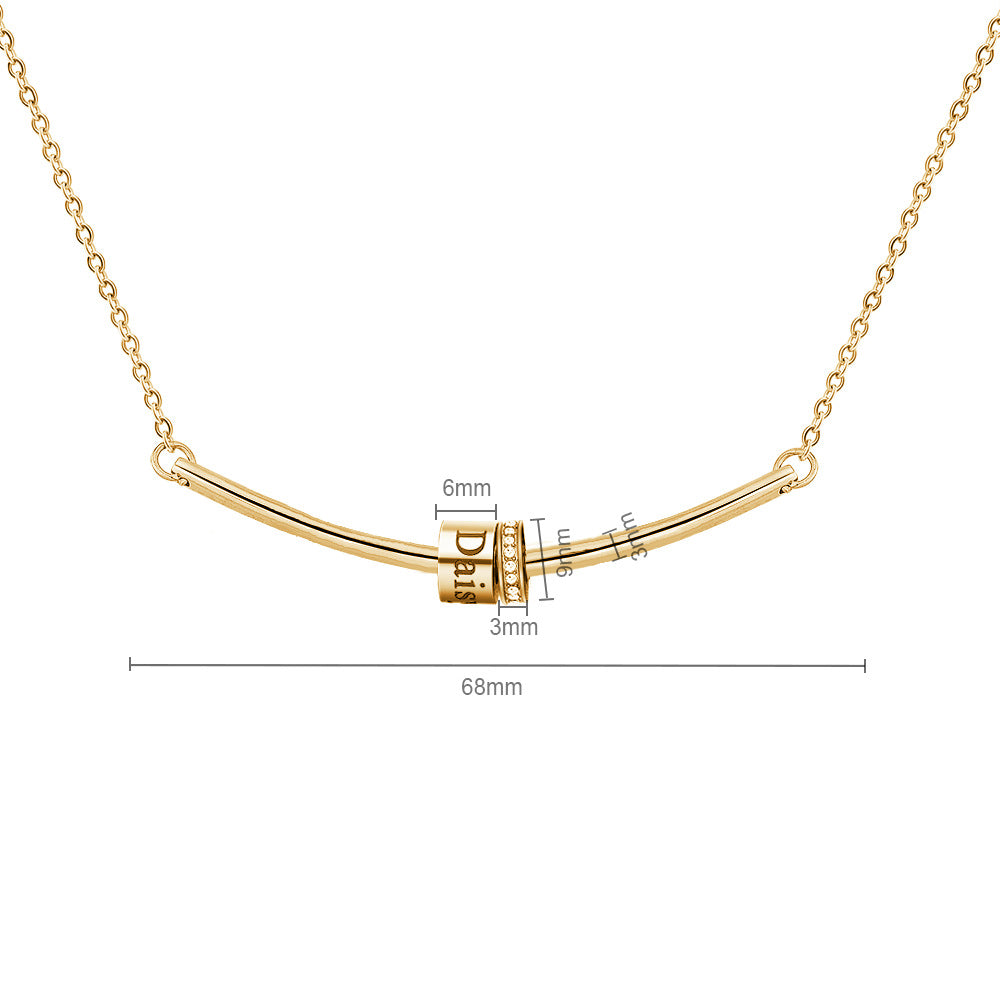Collier avec pendentif gravé sur boule et pierre de naissance Olivenorma