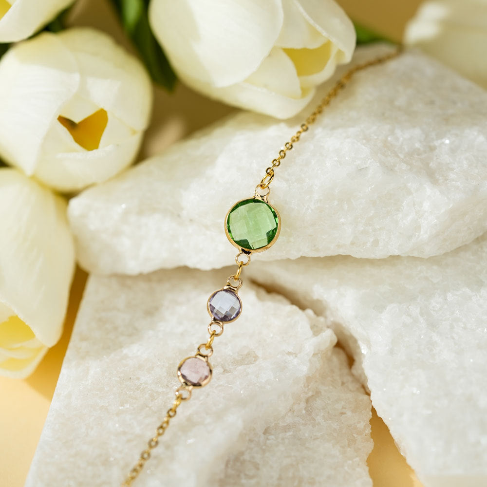 Collier pendentif en perles de zircon avec pierre de naissance en option Olivenorma