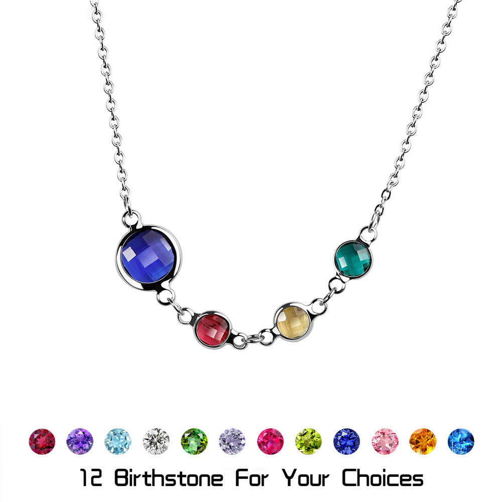 Collier pendentif en perles de zircon avec pierre de naissance en option Olivenorma