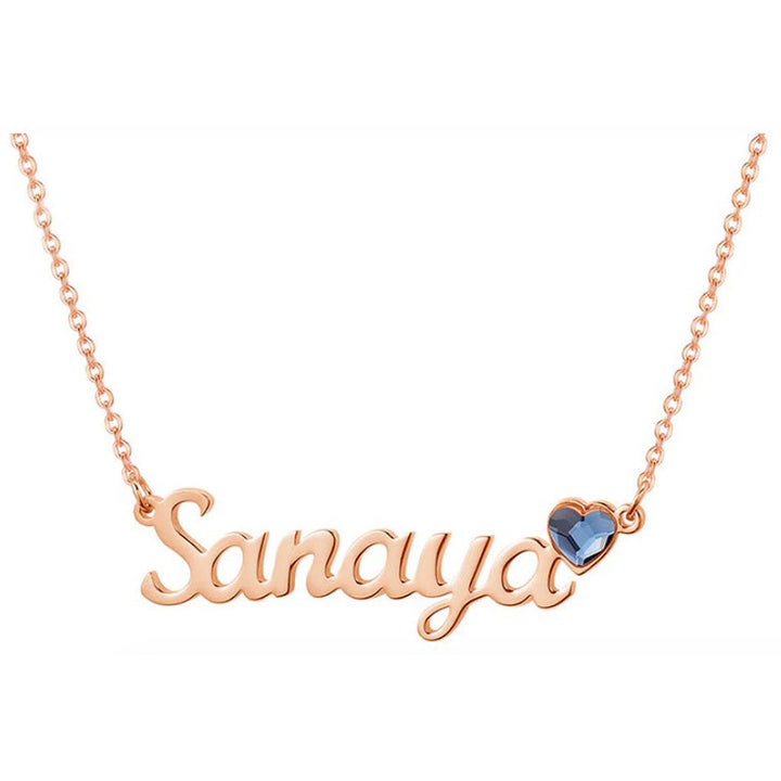 Collier personnalisé avec gravures de noms variées et pierre de naissance Olivenorma