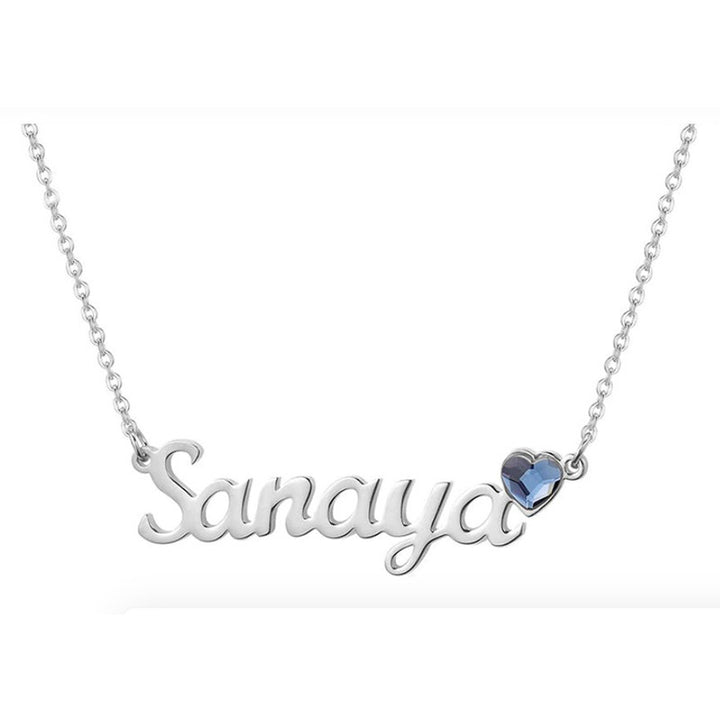 Collier personnalisé avec gravures de noms variées et pierre de naissance Olivenorma