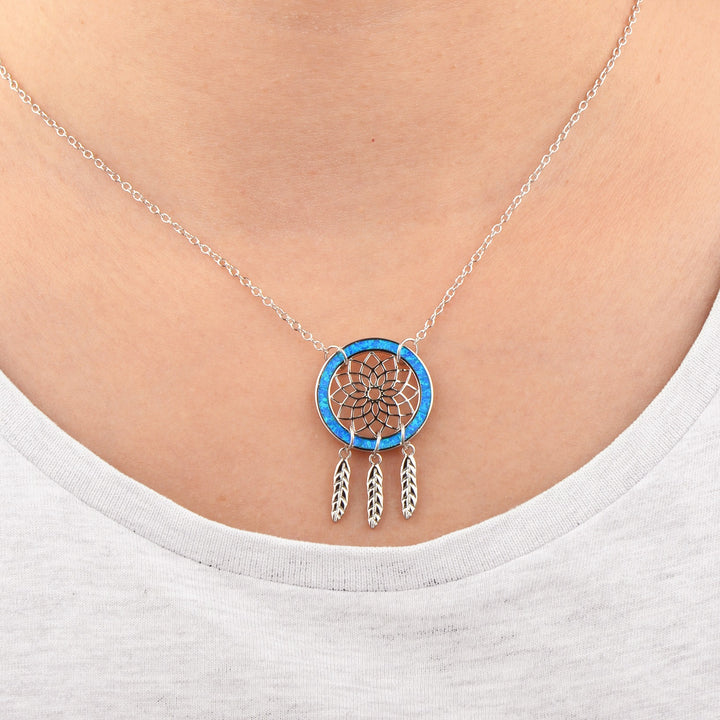 Collier attrape-rêves en opale bleue Olivenorma