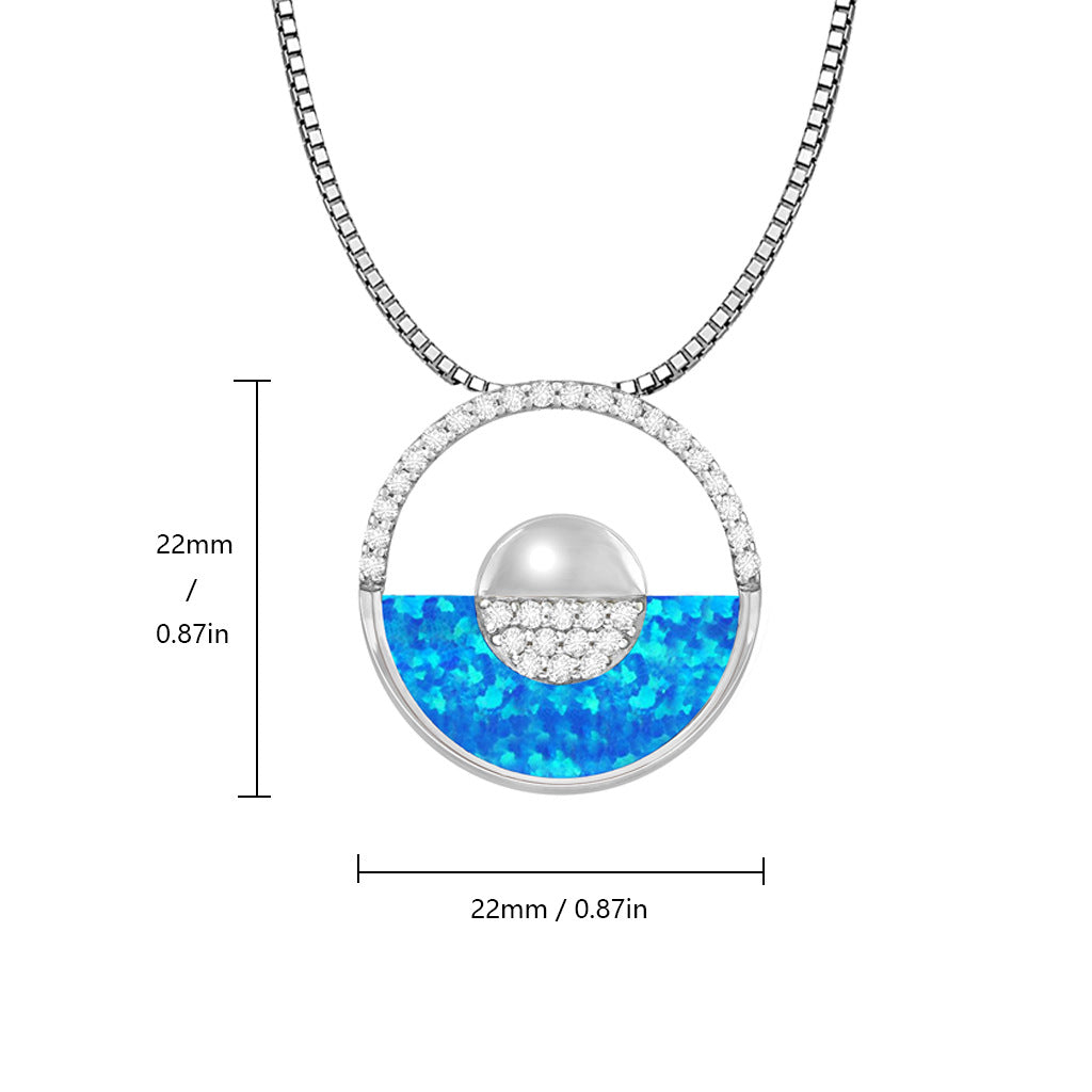 Collier pendentif rond en opale bleue hawaïenne Olivenorma