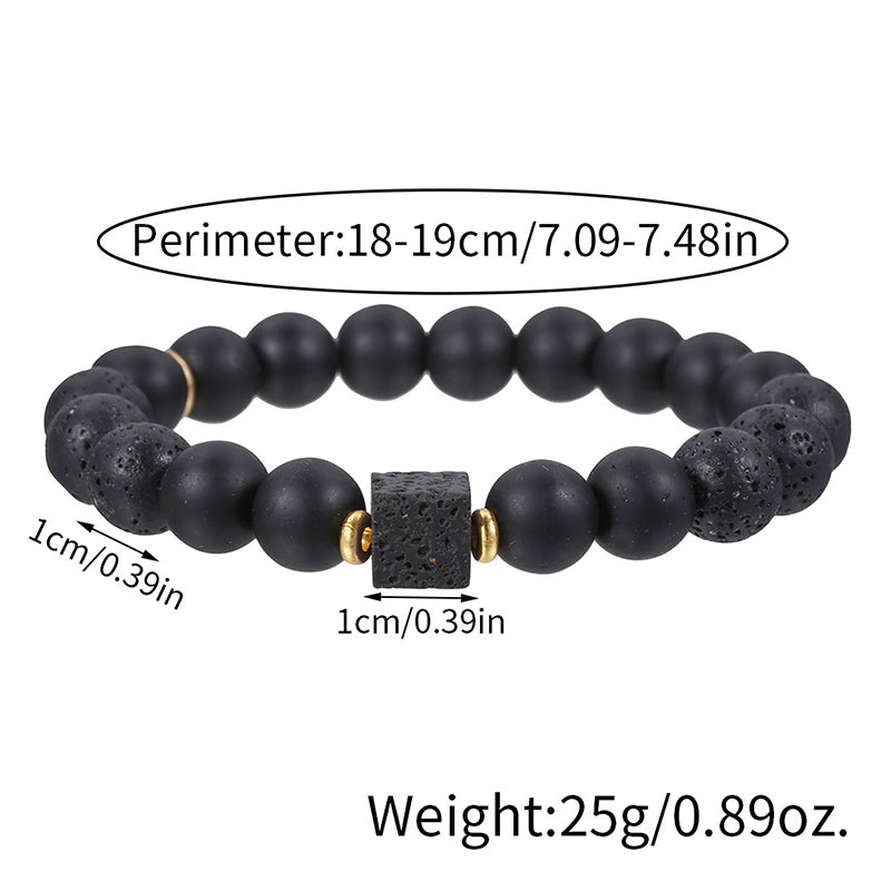 Bracelet en pierre volcanique carrée noire givrée Olivenorma