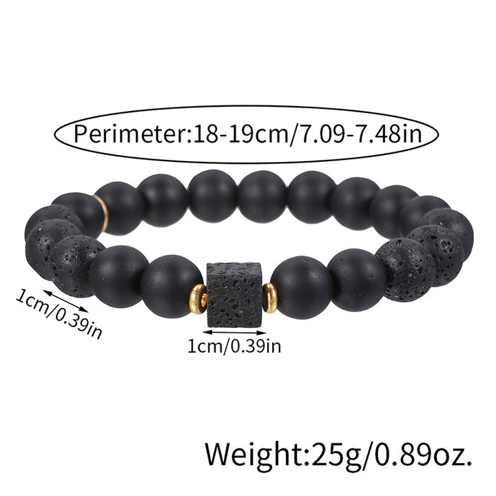 Bracelet en pierre volcanique carrée noire givrée Olivenorma