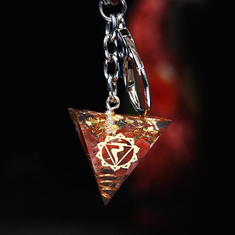 Porte-clés pendentif énergétique pyramide orgone de guérison des chakras Olivenorma