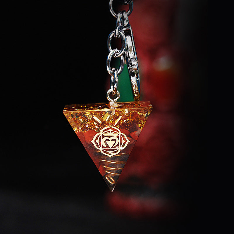 Porte-clés pendentif énergétique pyramide orgone de guérison des chakras Olivenorma