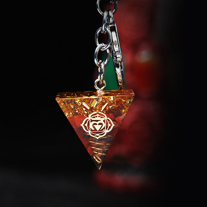 Porte-clés pendentif énergétique pyramide orgone de guérison des chakras Olivenorma