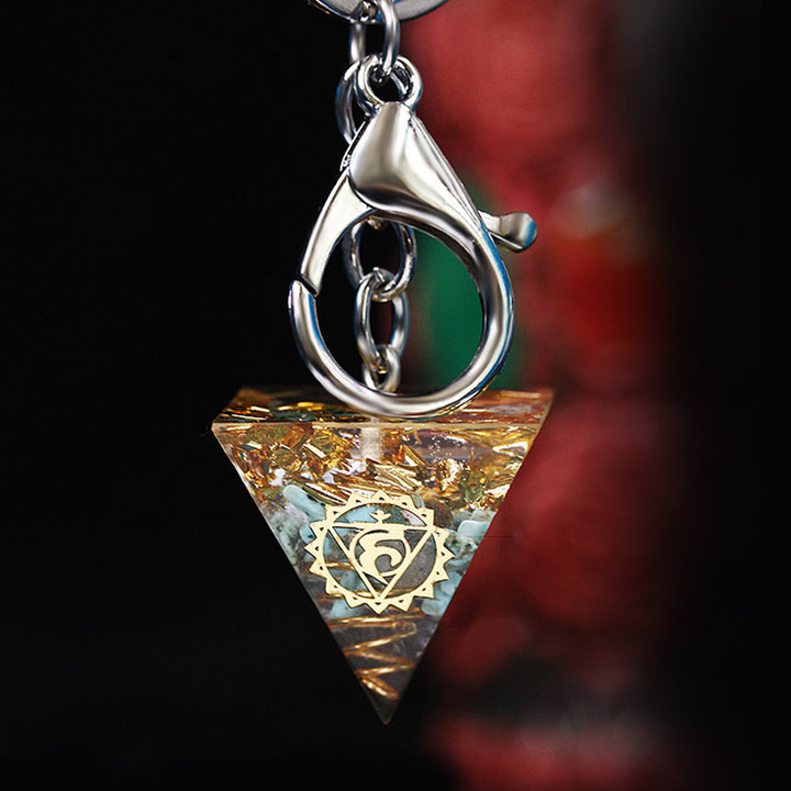 Porte-clés pendentif énergétique pyramide orgone de guérison des chakras Olivenorma