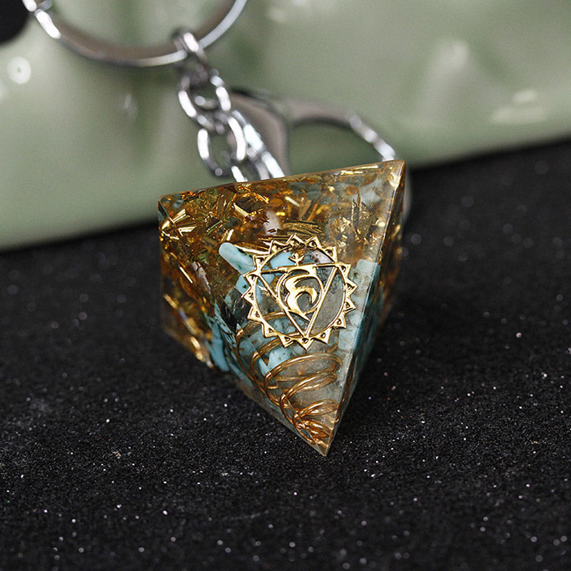 Porte-clés pendentif énergétique pyramide orgone de guérison des chakras Olivenorma