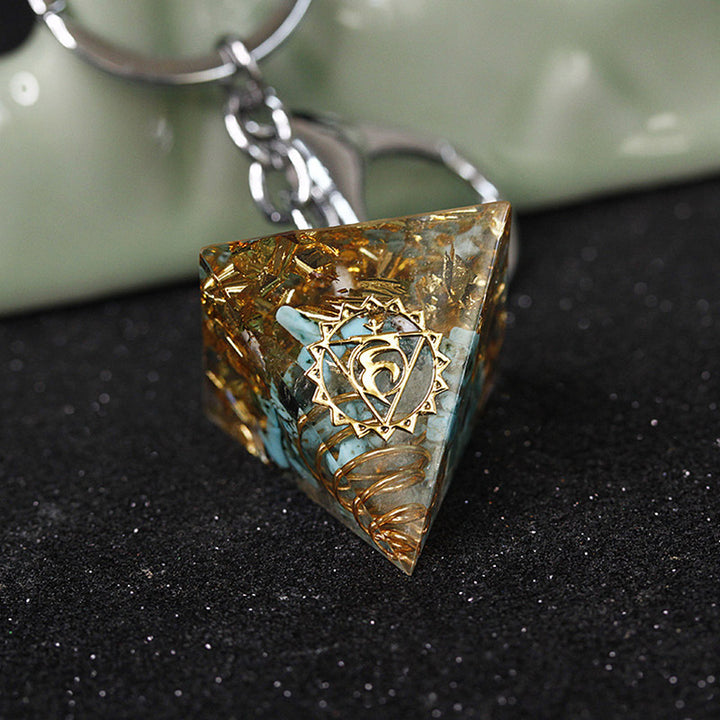 Porte-clés pendentif énergétique pyramide orgone de guérison des chakras Olivenorma
