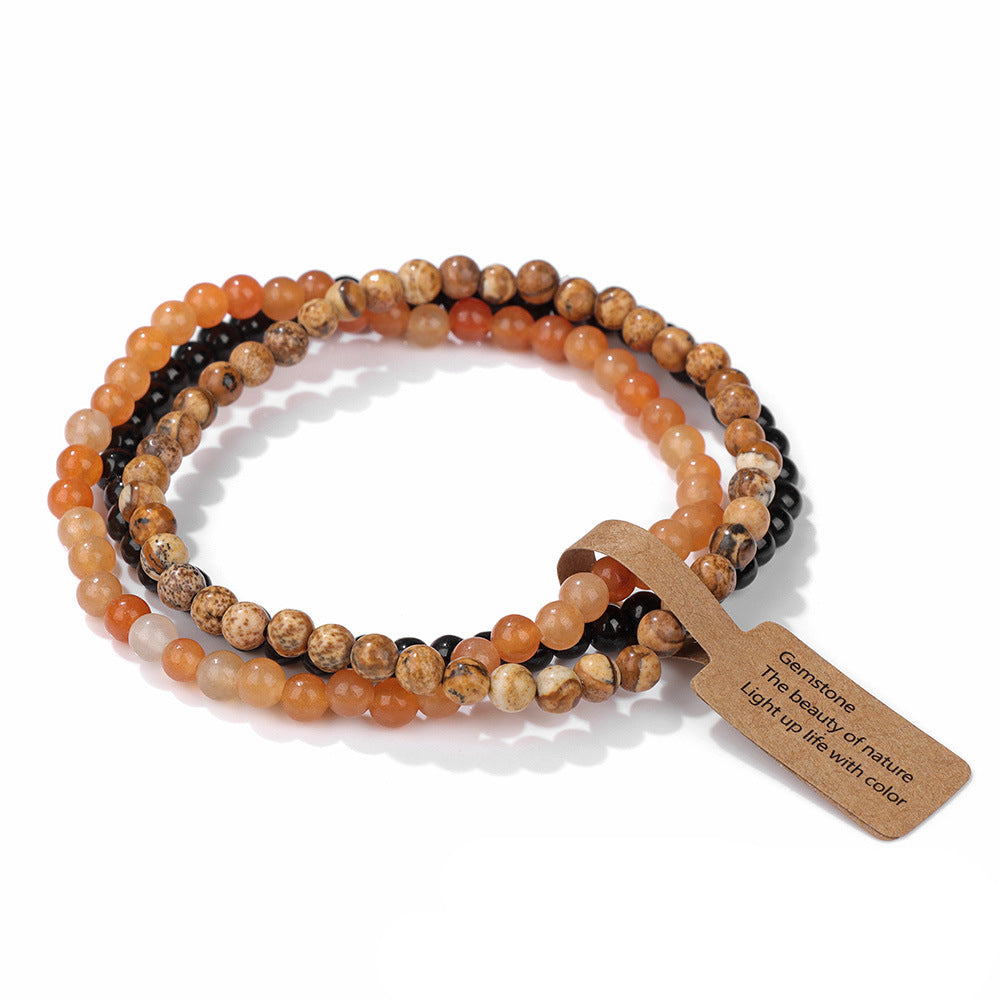 Ensemble de 3 bracelets en perles de pierre naturelle Olivenorma de 4 mm