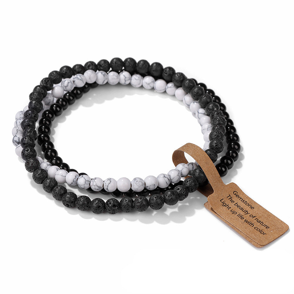 Ensemble de 3 bracelets en perles de pierre naturelle Olivenorma de 4 mm