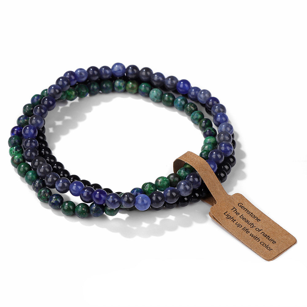 Ensemble de 3 bracelets en perles de pierre naturelle Olivenorma de 4 mm