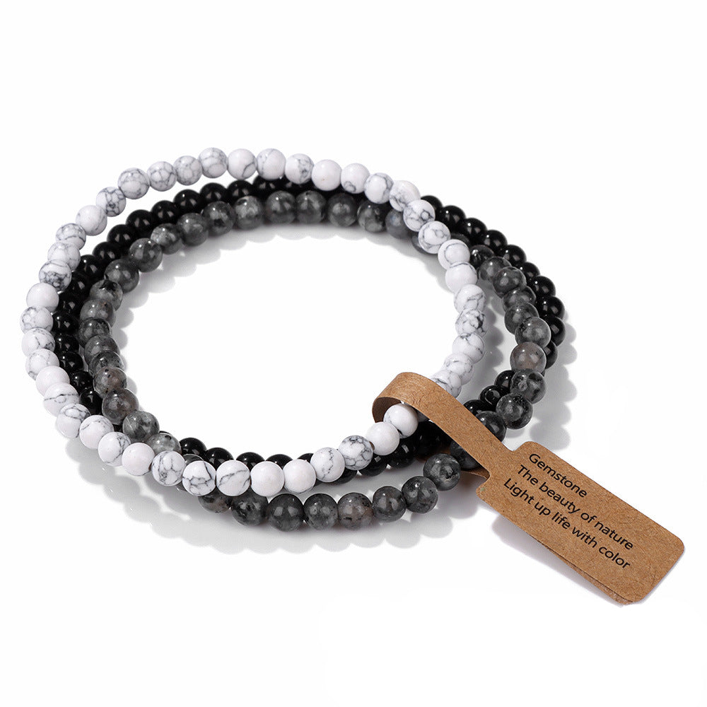 Ensemble de 3 bracelets en perles de pierre naturelle Olivenorma de 4 mm