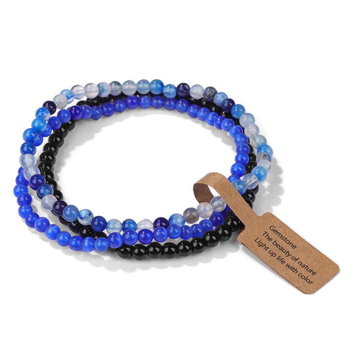 Ensemble de 3 bracelets en perles de pierre naturelle Olivenorma de 4 mm
