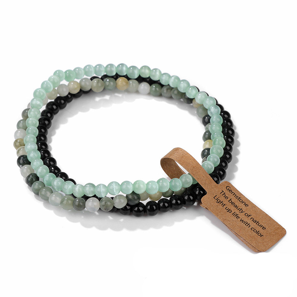 Ensemble de 3 bracelets en perles de pierre naturelle Olivenorma de 4 mm