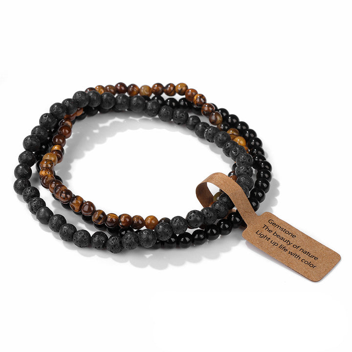 Ensemble de 3 bracelets en perles de pierre naturelle Olivenorma de 4 mm