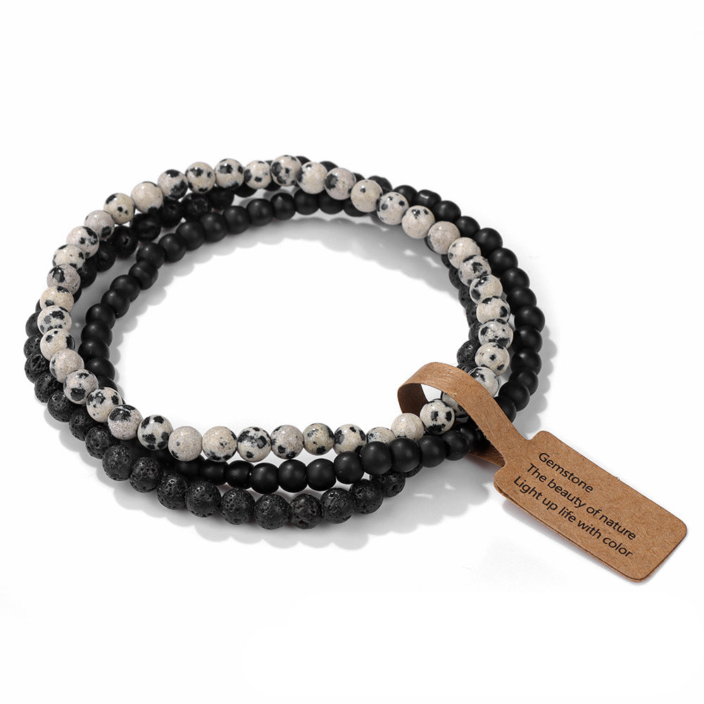 Ensemble de 3 bracelets en perles de pierre naturelle Olivenorma de 4 mm