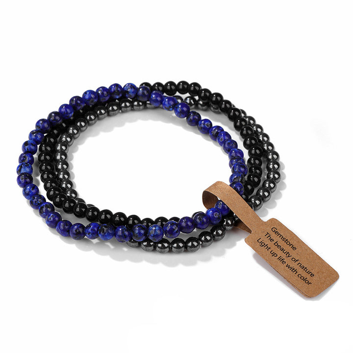 Ensemble de 3 bracelets en perles de pierre naturelle Olivenorma de 4 mm