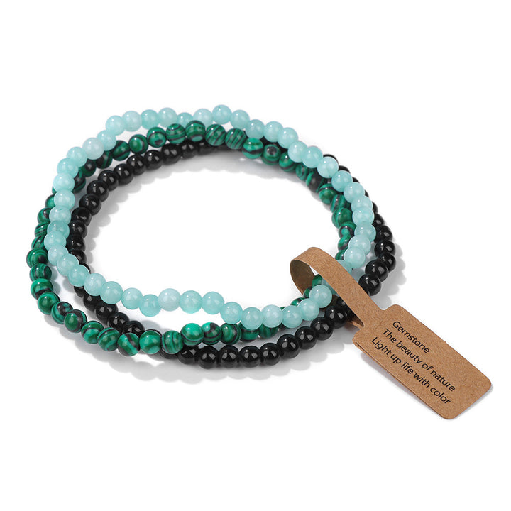 Ensemble de 3 bracelets en perles de pierre naturelle Olivenorma de 4 mm