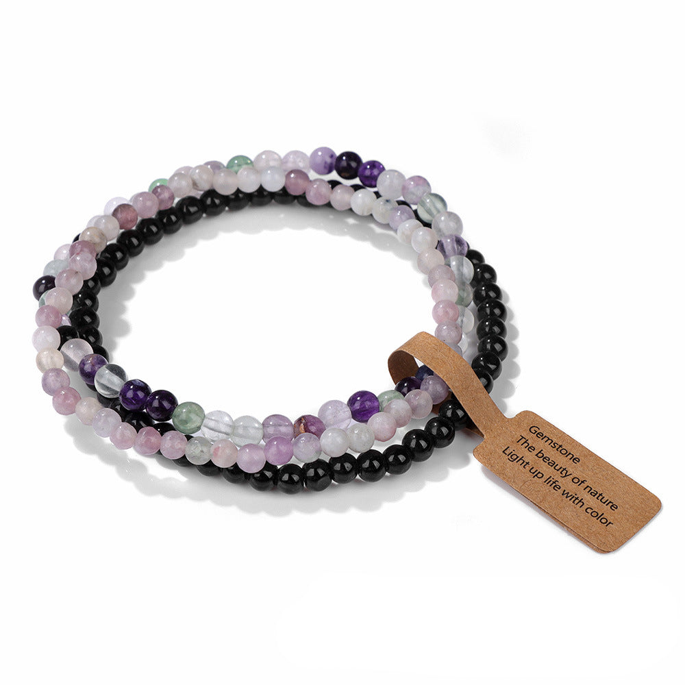 Ensemble de 3 bracelets en perles de pierre naturelle Olivenorma de 4 mm
