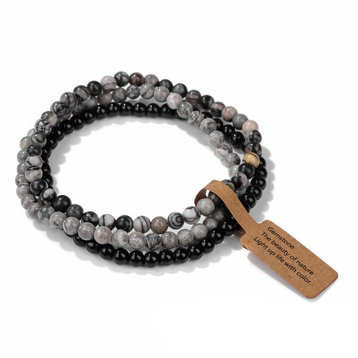 Ensemble de 3 bracelets en perles de pierre naturelle Olivenorma de 4 mm