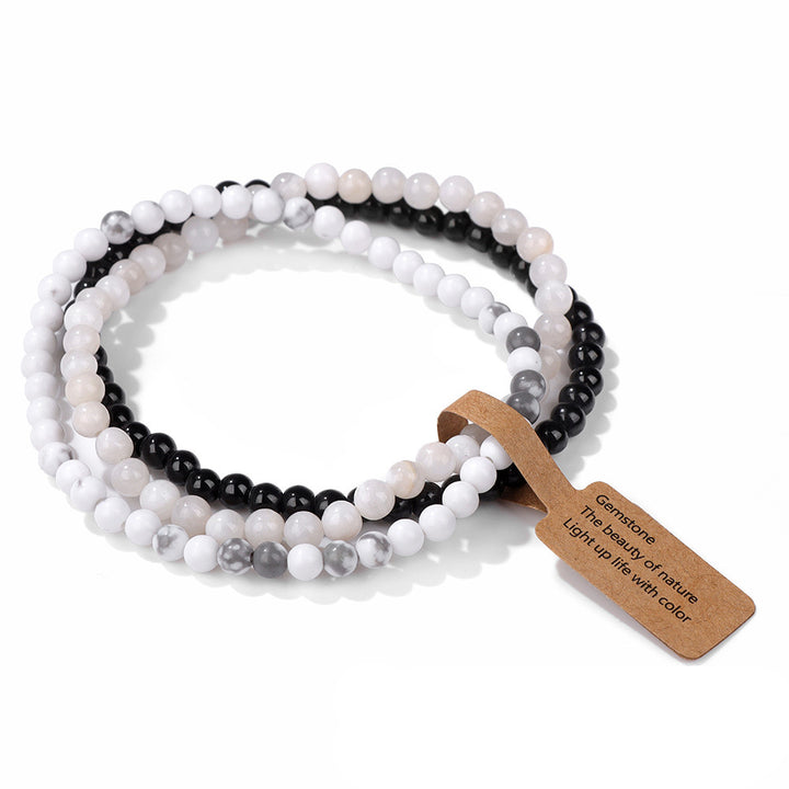Ensemble de 3 bracelets en perles de pierre naturelle Olivenorma de 4 mm